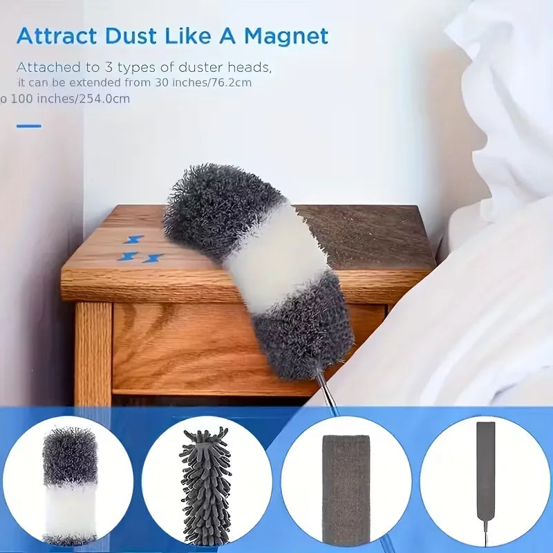 High-Reach Duster Kit - 112.6-Inch Telescopic Pole with Microfiber Cobweb and Ceiling Fan Duster Heads (4-Piece)