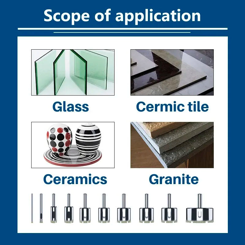 15-Piece Diamond Hole Saw Kit - Diamond Drill Bit Set for Tile, Glass, Ceramic and Porcelain (6-50mm)