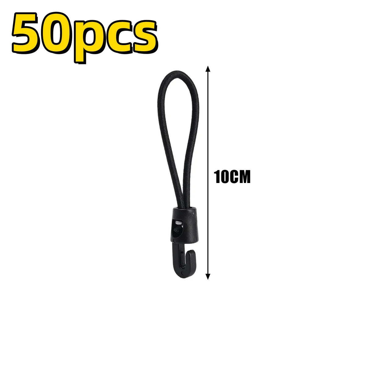 Mini Bungee Cords with Hooks — 10-Pack (10cm)