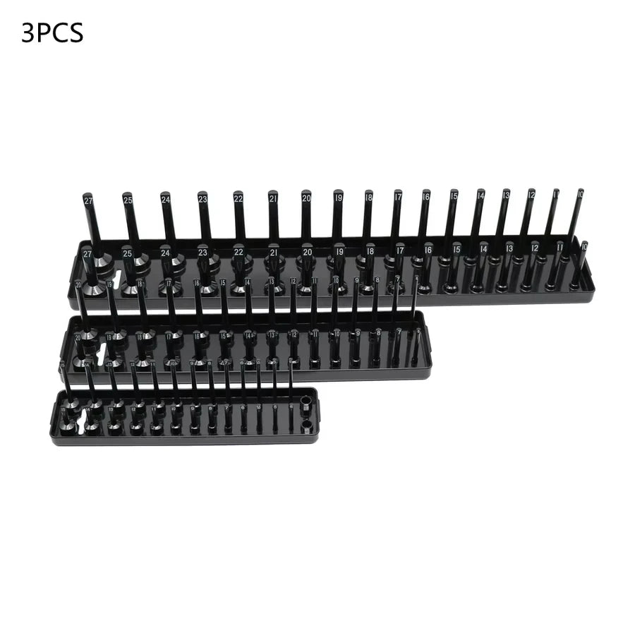 6PCS/3PCS Socket Organizer Tray Set,1/2", 1/4" and 3/8" Metric Deep & Shallow Socket Holder Kit, Deep and Shallow Socket Holder