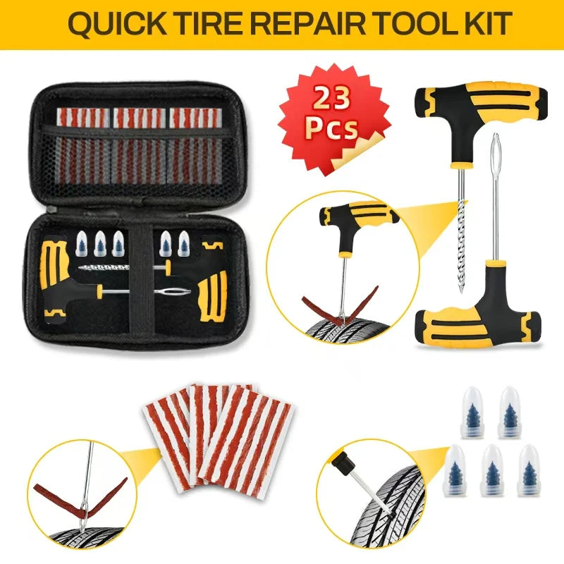 Tire Plug Repair Kit — 23-Piece Emergency Puncture Kit