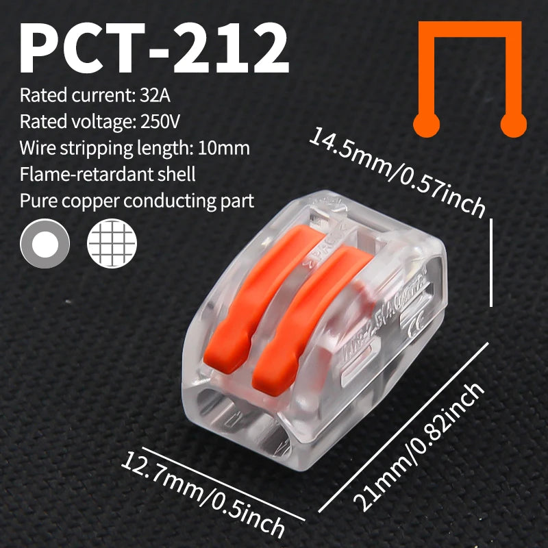 Lever Wire Connectors — 10-Pack (2-Port Push-In)