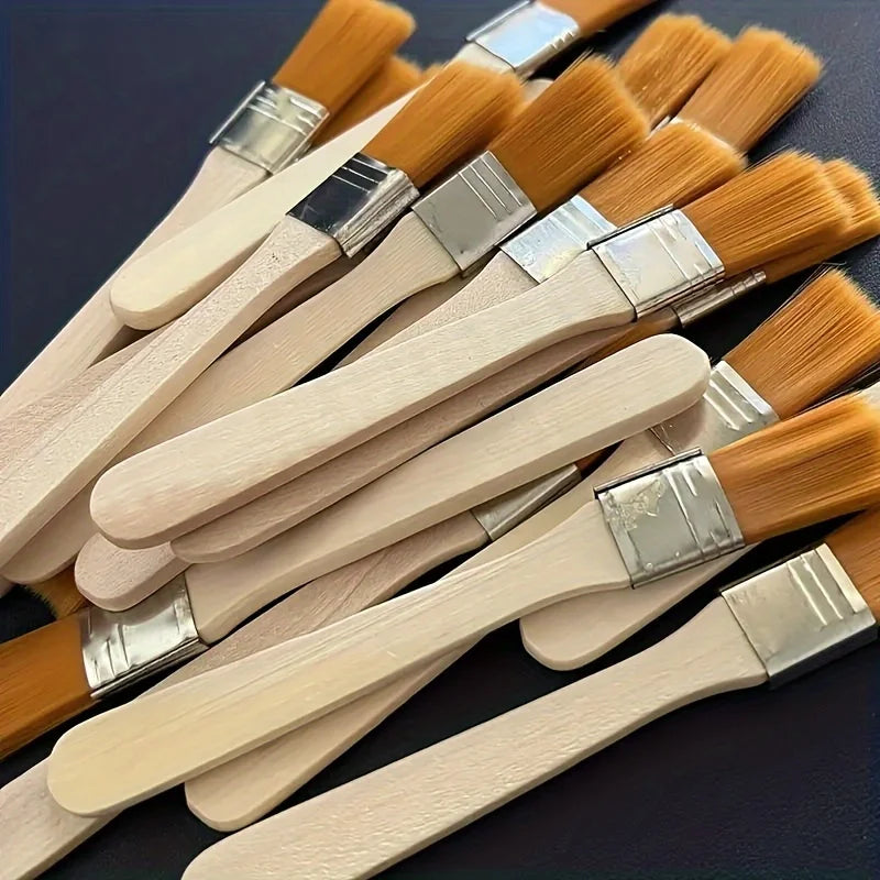Paint Brush Set, 10-Pack — Flat Wooden-Handle Nylon Bristle Brushes for Painting, Dusting & Cleaning