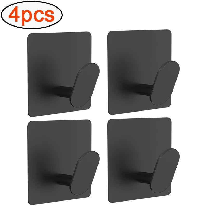 Adhesive Stainless Steel Wall Hooks — 4-Pack