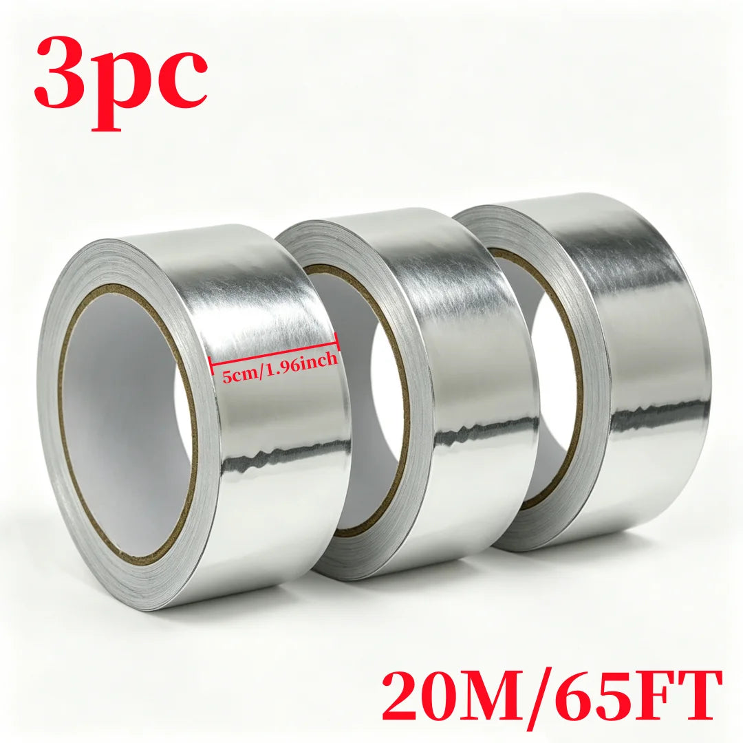 Aluminum Foil Tape, 2-Pack — 2 in x 65 ft per Roll, for HVAC Ductwork, Dryer Vents & Pipe Sealing