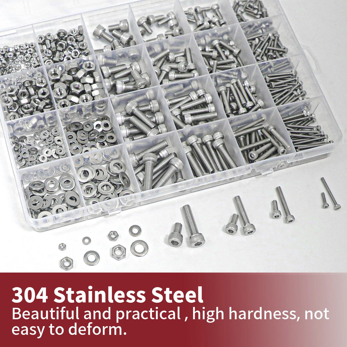 Nuts and Bolts Assortment Kit — 918-Piece Stainless Steel Bolts, Nuts & Washers Set (M2–M5)