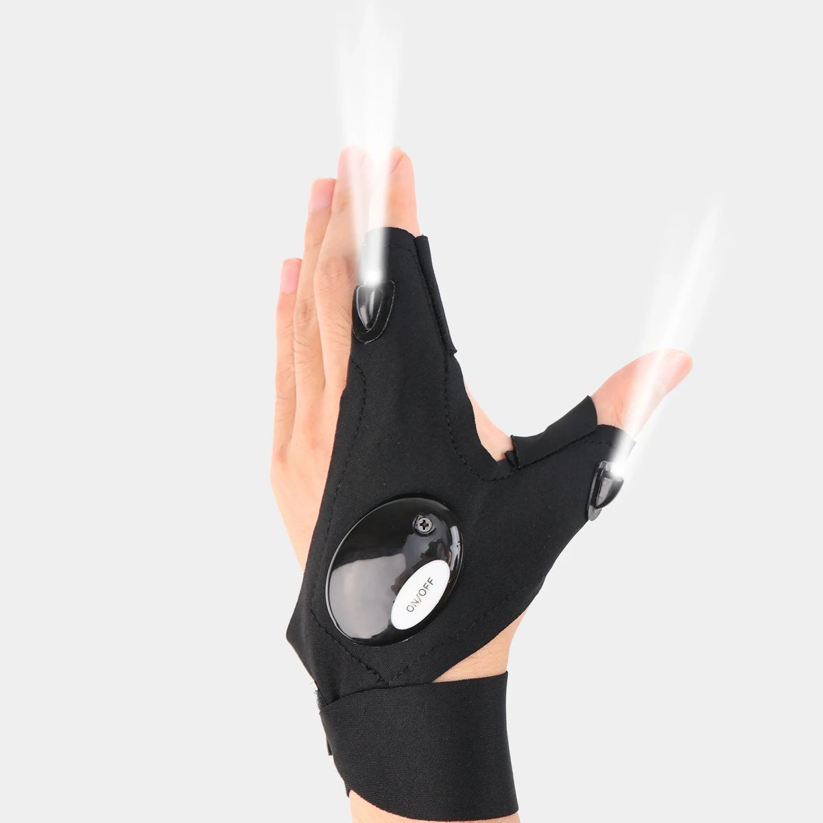 LED Flashlight Gloves — 1 Pair | Hands-Free Finger Lights with Replaceable CR2016 Batteries