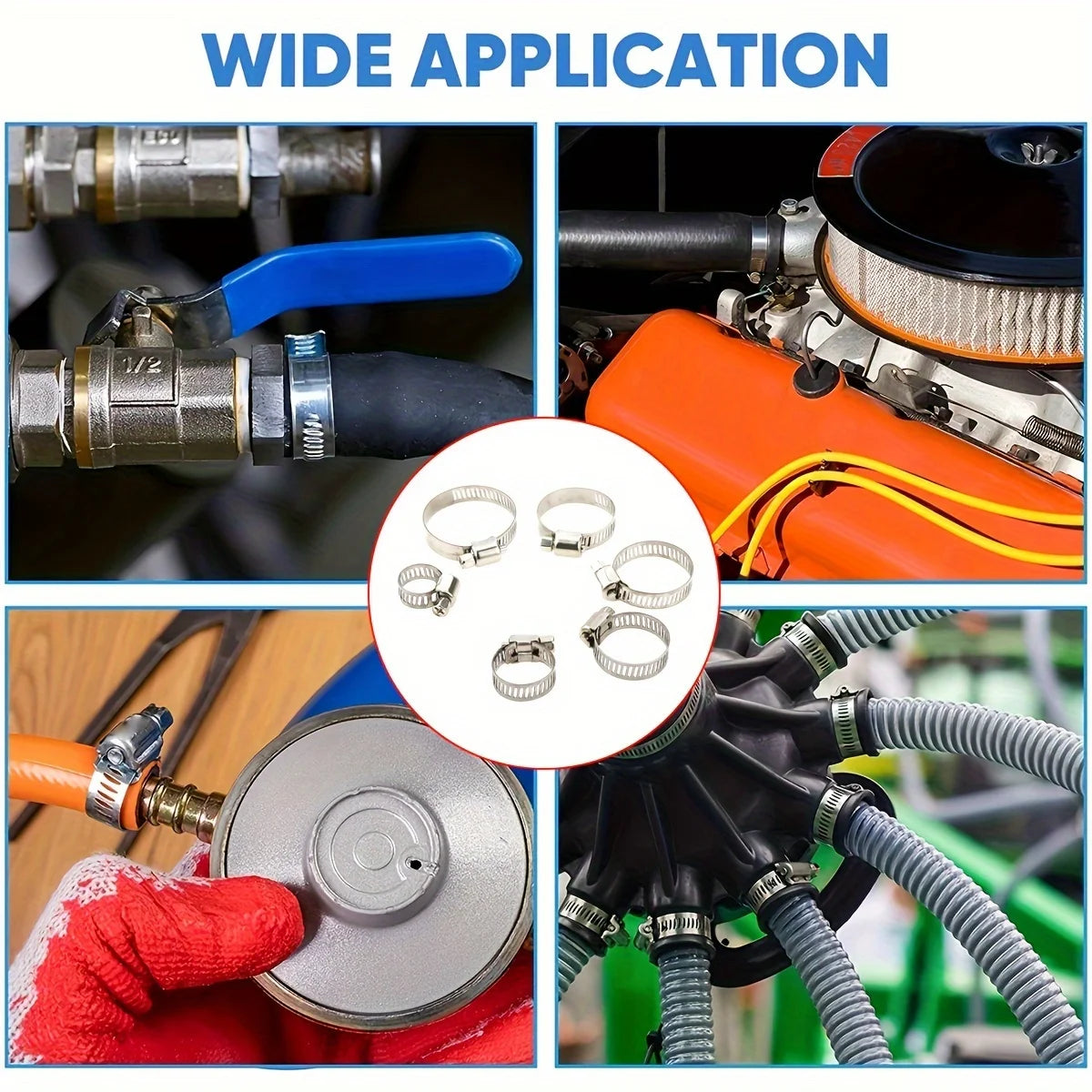 60/120pcs Stainless Steel Hose Clamp Kit - Easy-Tighten Worm Gear, 1/4" to 1-1/2", Ideal for Plumbing & Auto Projects