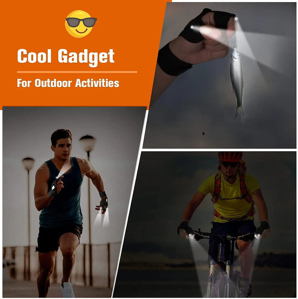 LED Flashlight Gloves — 1 Pair | Hands-Free Finger Lights with Replaceable CR2016 Batteries