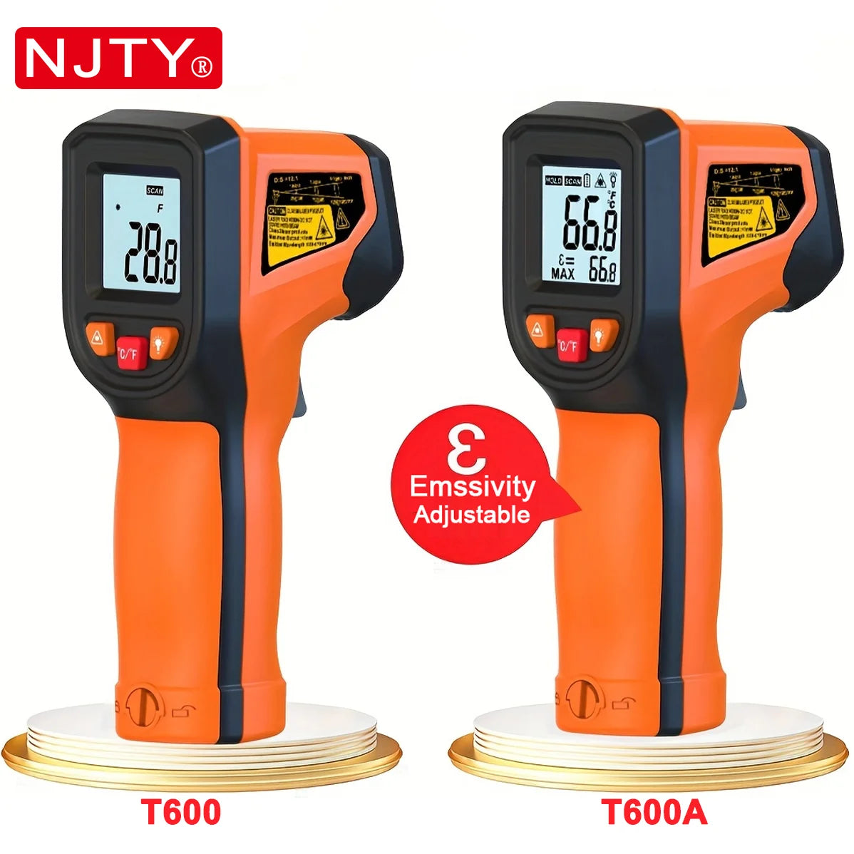 Infrared Thermometer Gun — NJTY T600 (Non-Contact, Laser Sight)
