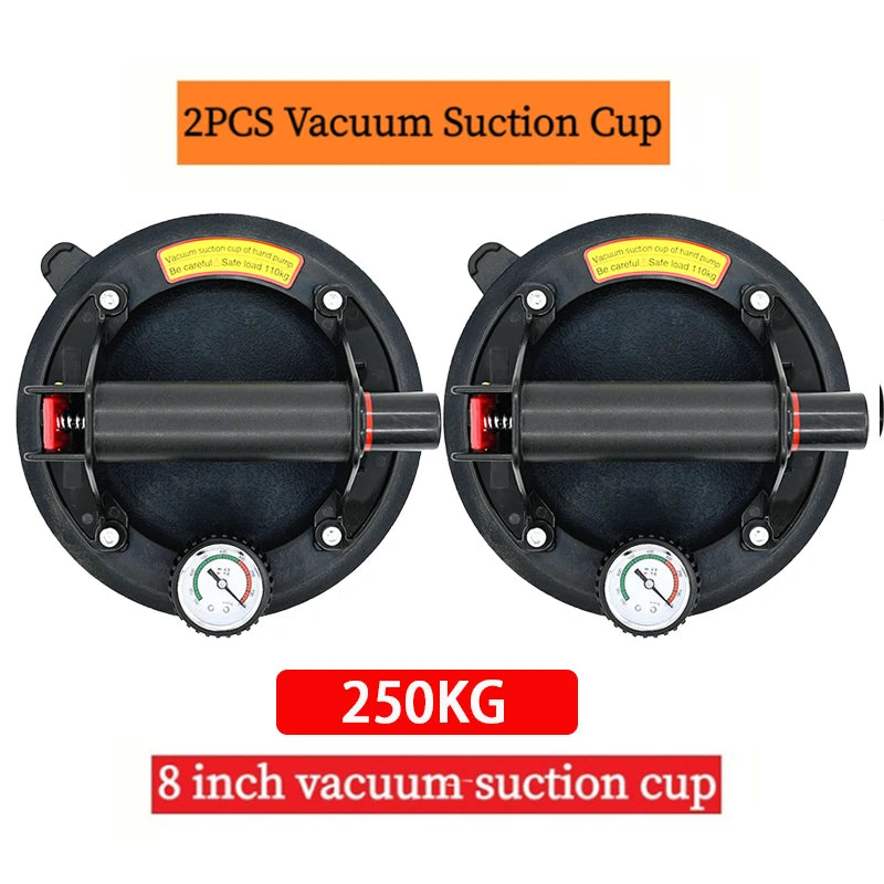 Vacuum Suction Cup Lifters, 8-Inch Hand Pump — 2-Pack with Carry Case
