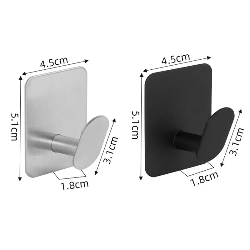 Adhesive Stainless Steel Wall Hooks — 4-Pack