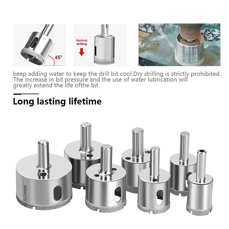 15-Piece Diamond Hole Saw Kit - Diamond Drill Bit Set for Tile, Glass, Ceramic and Porcelain (6-50mm)
