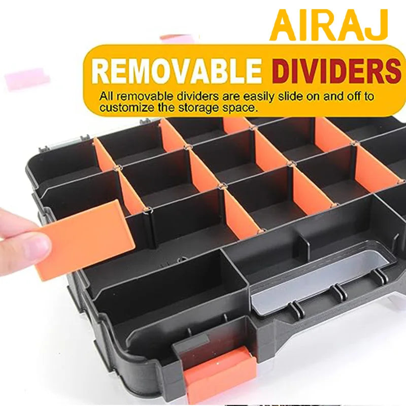 AIRAJ Small Parts Organizer 34-Compartments Double Side Parts Organizer with Removable Dividers for Hardware Screws Bolts Nails