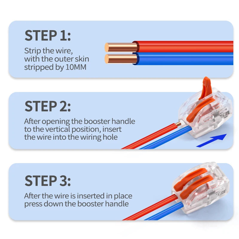 Lever Wire Connectors — 10-Pack (2-Port Push-In)