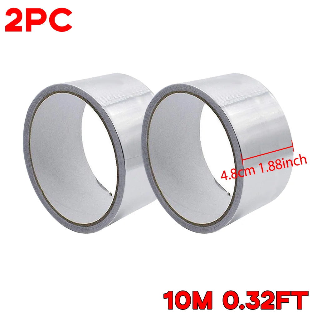 Aluminum Foil Tape, 2-Pack — 2 in x 65 ft per Roll, for HVAC Ductwork, Dryer Vents & Pipe Sealing
