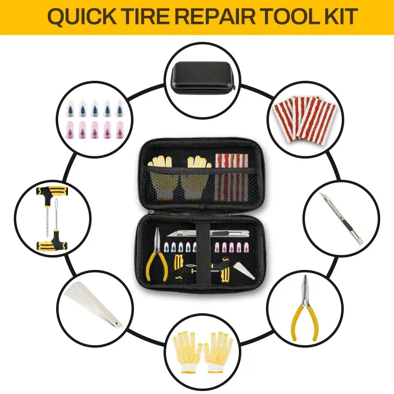 Tire Plug Repair Kit — 23-Piece Emergency Puncture Kit