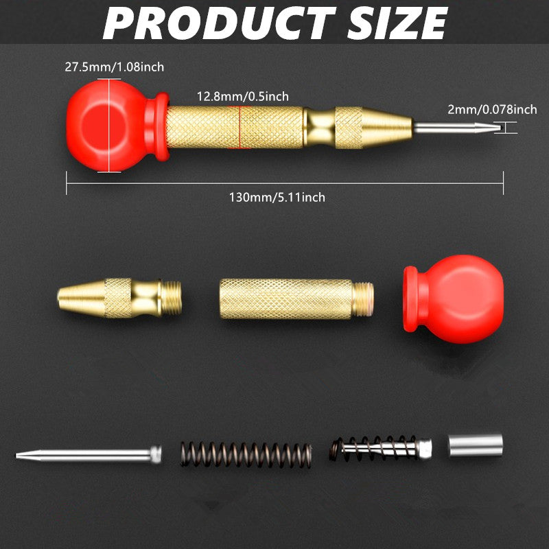 Adjustable tension automatic center punch for drill layout work
