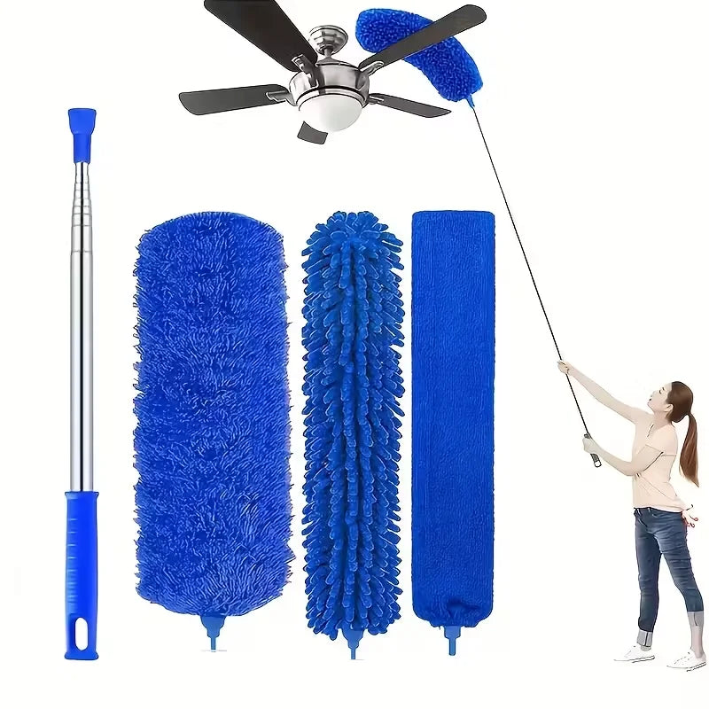 High-Reach Duster Kit - 112.6-Inch Telescopic Pole with Microfiber Cobweb and Ceiling Fan Duster Heads (4-Piece)