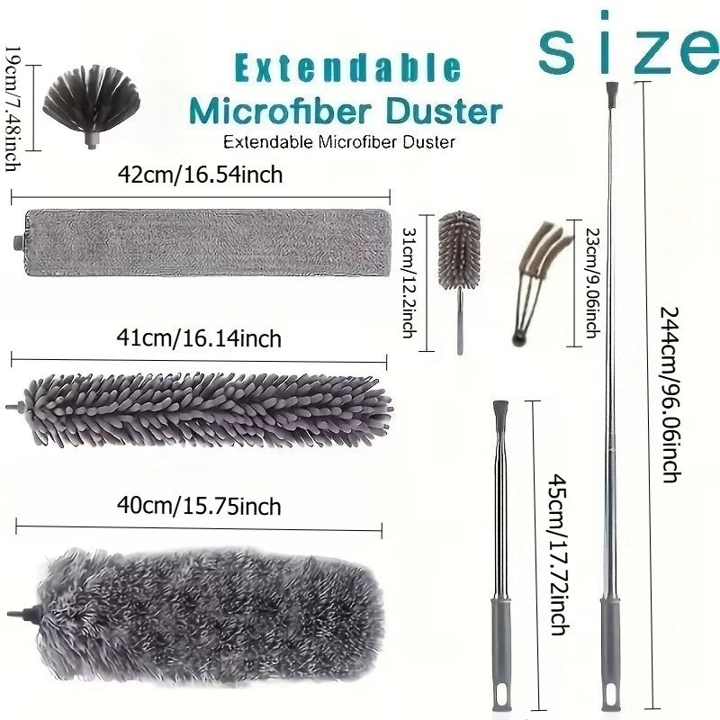 High-Reach Duster Kit - 112.6-Inch Telescopic Pole with Microfiber Cobweb and Ceiling Fan Duster Heads (4-Piece)