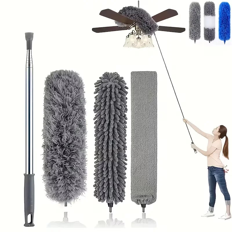 High-Reach Duster Kit - 112.6-Inch Telescopic Pole with Microfiber Cobweb and Ceiling Fan Duster Heads (4-Piece)