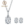 GEM'S BALLET Oval Brilliant Moissanite Pendant Necklace Earrings Sets 925 Sterling Silver Bridal Jewelry Set For Women Wedding