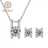 GEM'S BALLET Jewelry Set 925 Sterling Silver Moissanite Jewelry Women Round Shape Jewelry Earrings Pendant Moissanite Diamond