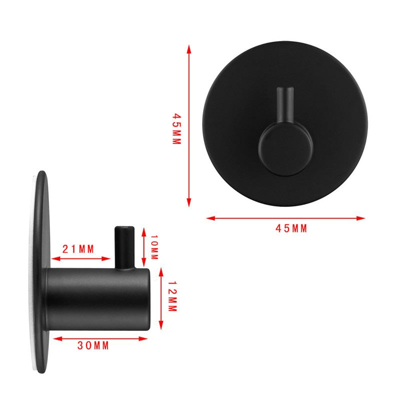 SUS304 Black Robe Hook Wall Hook Towel Hook for Bathroom Stainless Steel Coat Hook Rustproof Hook Hanger for Kitchen Hardware