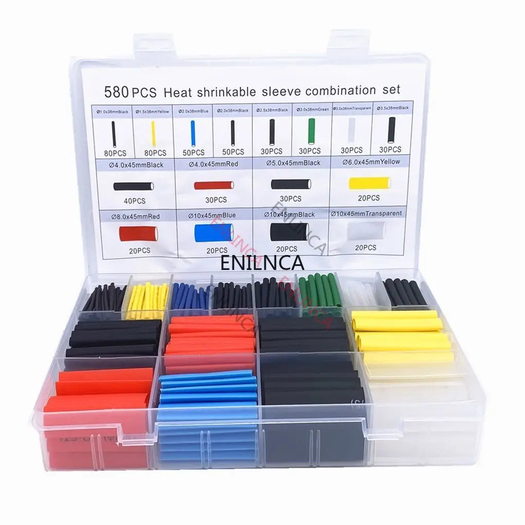 Heat Shrink Tubing Kit — 2:1 Ratio, Assorted Sizes for Wire Insulation & Repair