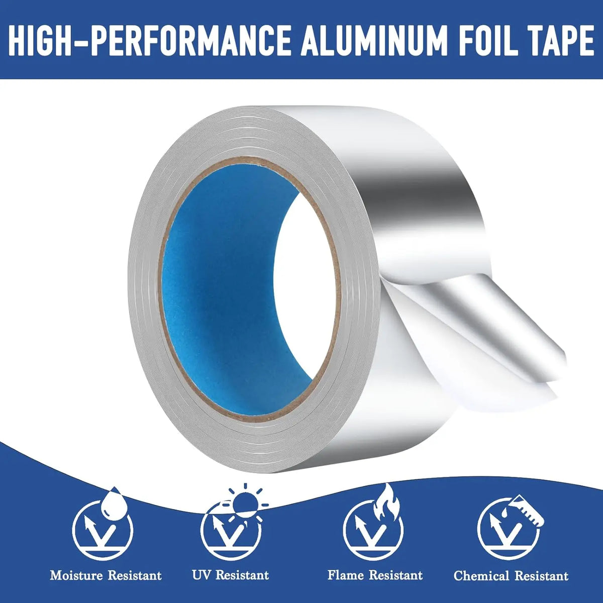 Aluminum Foil Tape, 2-Pack — 2 in x 65 ft per Roll, for HVAC Ductwork, Dryer Vents & Pipe Sealing