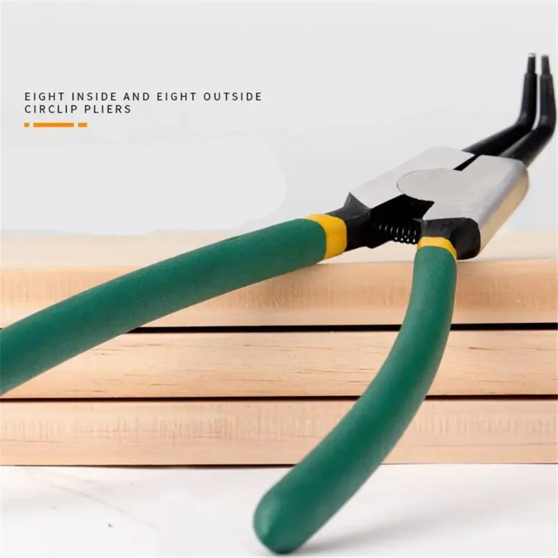 4Pcs Circlip Pliers Set with Storage Bag 7'' Long Nose Plier Staight Bent Inner Outer Retaining Snap Ring Professional Plier Kit