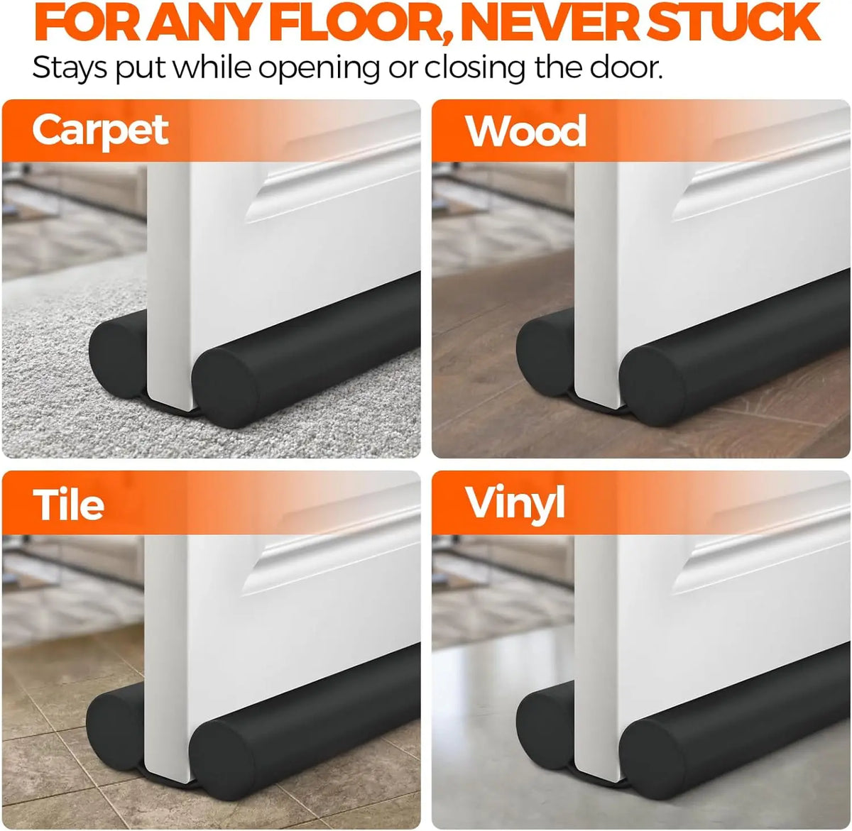 Under-Door Draft Stopper — Cut-to-Fit Foam Seal (1 Roll)