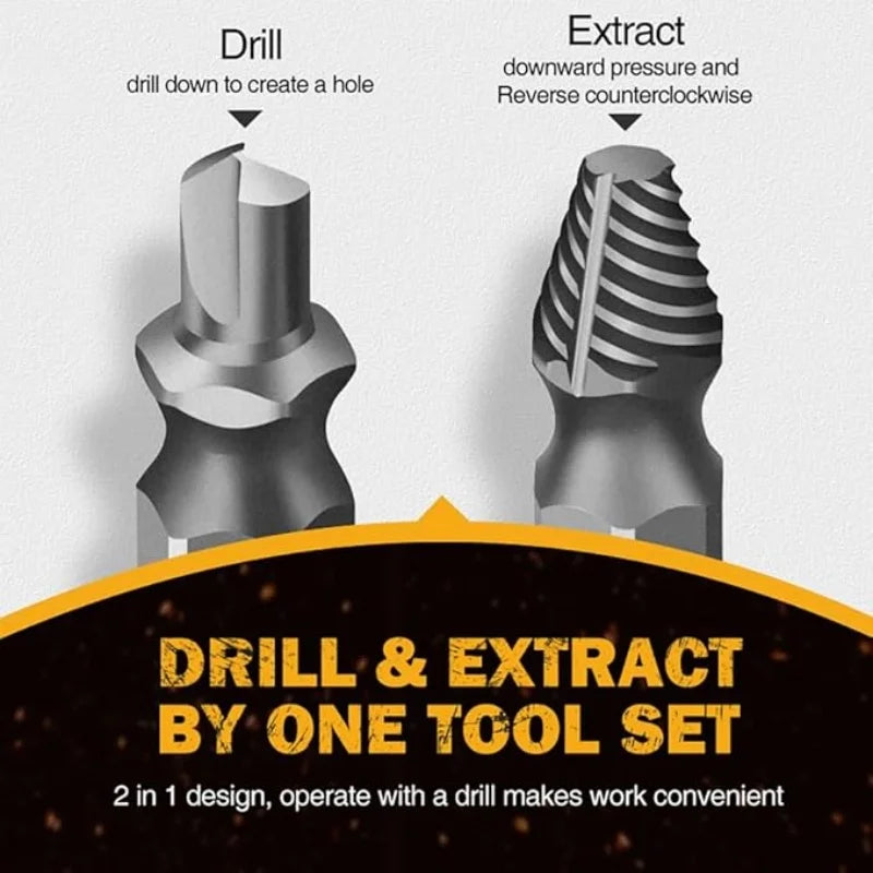 13 Pcs Damaged Screw Extractor Set Easy Out Screw Extractor, Stripped Screw Extractor Set of Rusty Broken Screws & Bolts