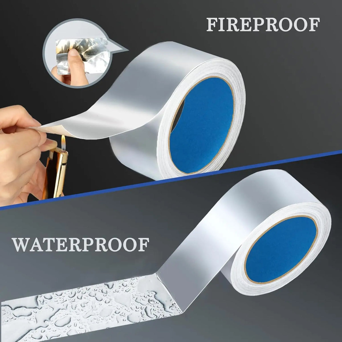 Aluminum Foil Tape, 2-Pack — 2 in x 65 ft per Roll, for HVAC Ductwork, Dryer Vents & Pipe Sealing