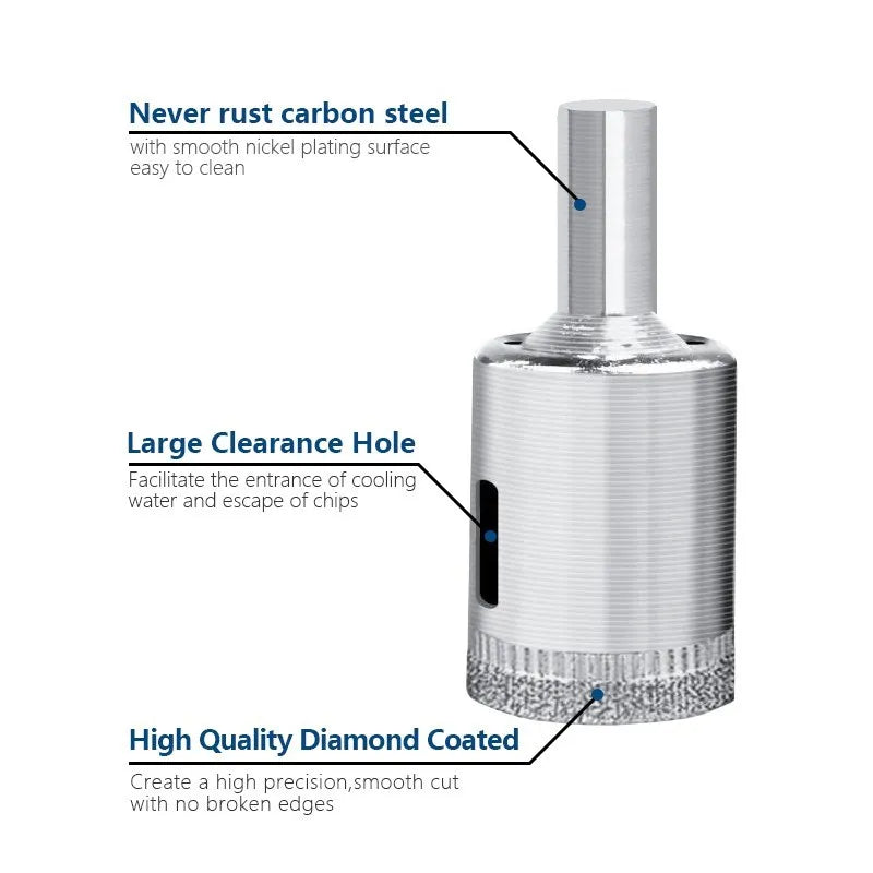 15-Piece Diamond Hole Saw Kit - Diamond Drill Bit Set for Tile, Glass, Ceramic and Porcelain (6-50mm)