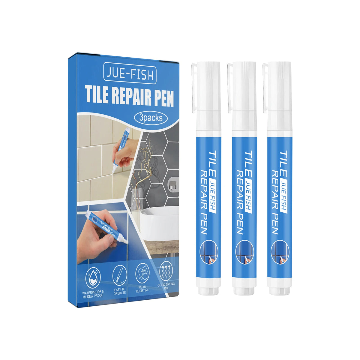 Grout Pen — White Tile Grout Refresh, 3-Pack