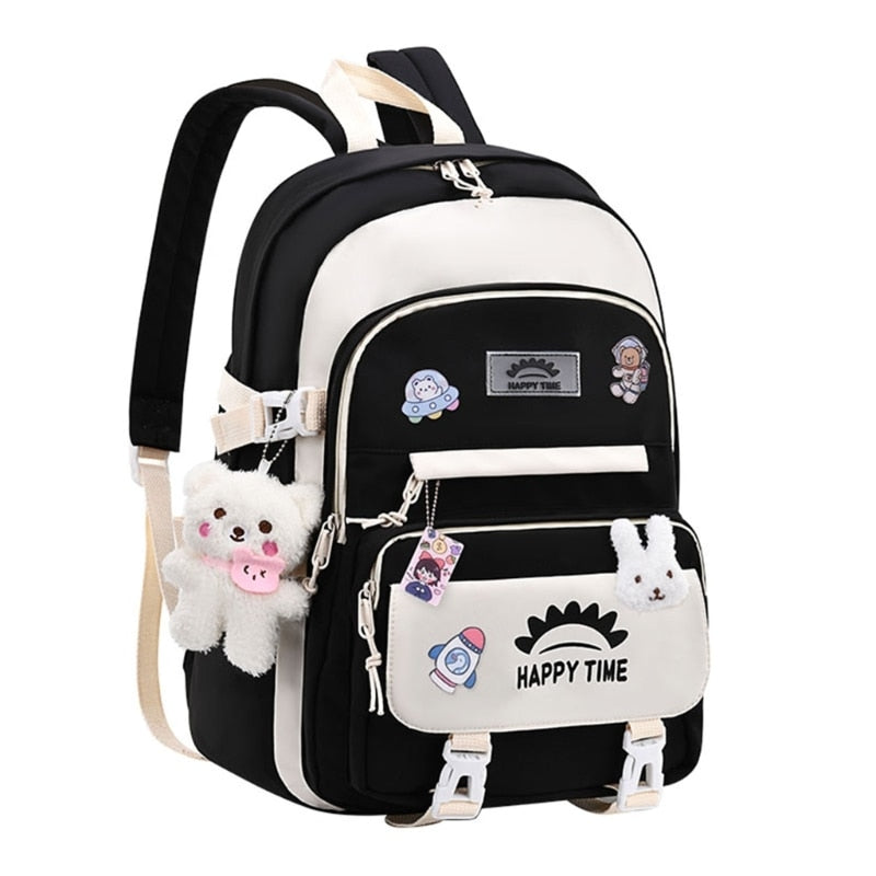 Lovely School Backpack Girls Cute School Bag for Teen Girls Women Students Casual Travel Daypacks with Pins and Pendant