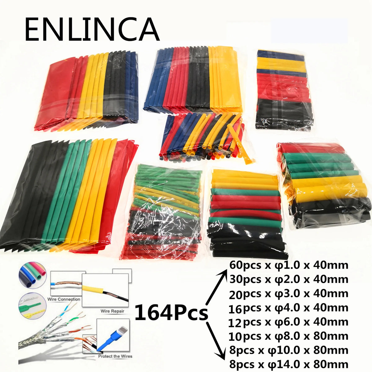 Heat Shrink Tubing Kit — 2:1 Ratio, Assorted Sizes for Wire Insulation & Repair