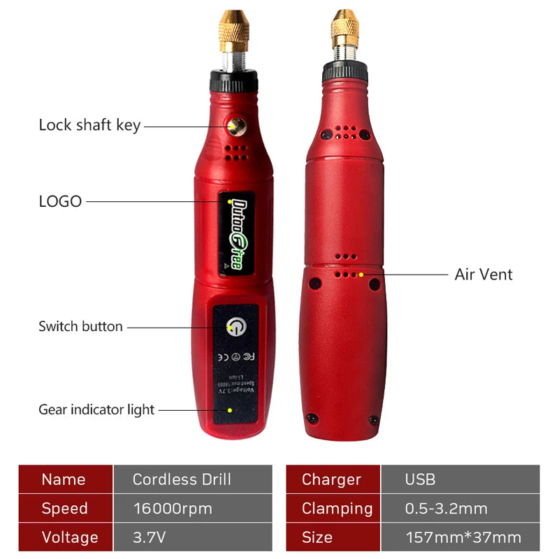 USB Cordless Mini Drill Rotary Tool Kit With 24PCS Accessory Dremel Tools Wireless Electric Drill For Jewelry Metal Glass