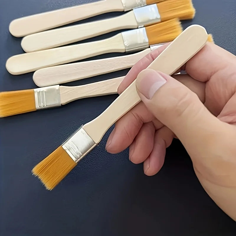 Paint Brush Set, 10-Pack — Flat Wooden-Handle Nylon Bristle Brushes for Painting, Dusting & Cleaning
