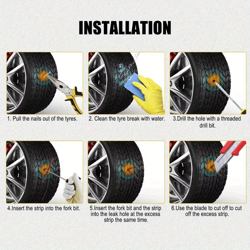 Tire Plug Repair Kit — 23-Piece Emergency Puncture Kit