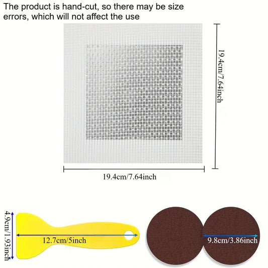 Drywall Repair Patch Kit — Self-Adhesive Patches + Scraper + Sandpaper (Multi-Size)