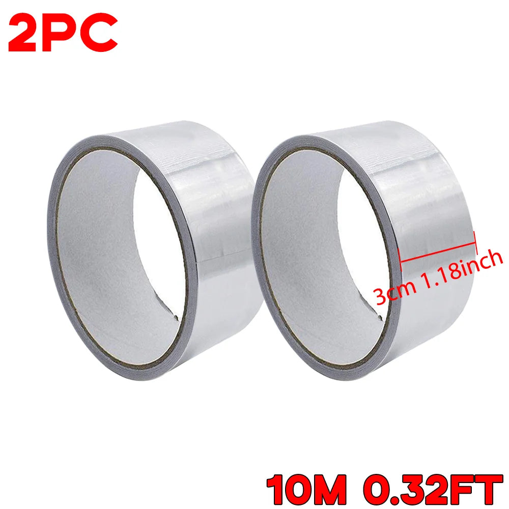 Aluminum Foil Tape, 2-Pack — 2 in x 65 ft per Roll, for HVAC Ductwork, Dryer Vents & Pipe Sealing