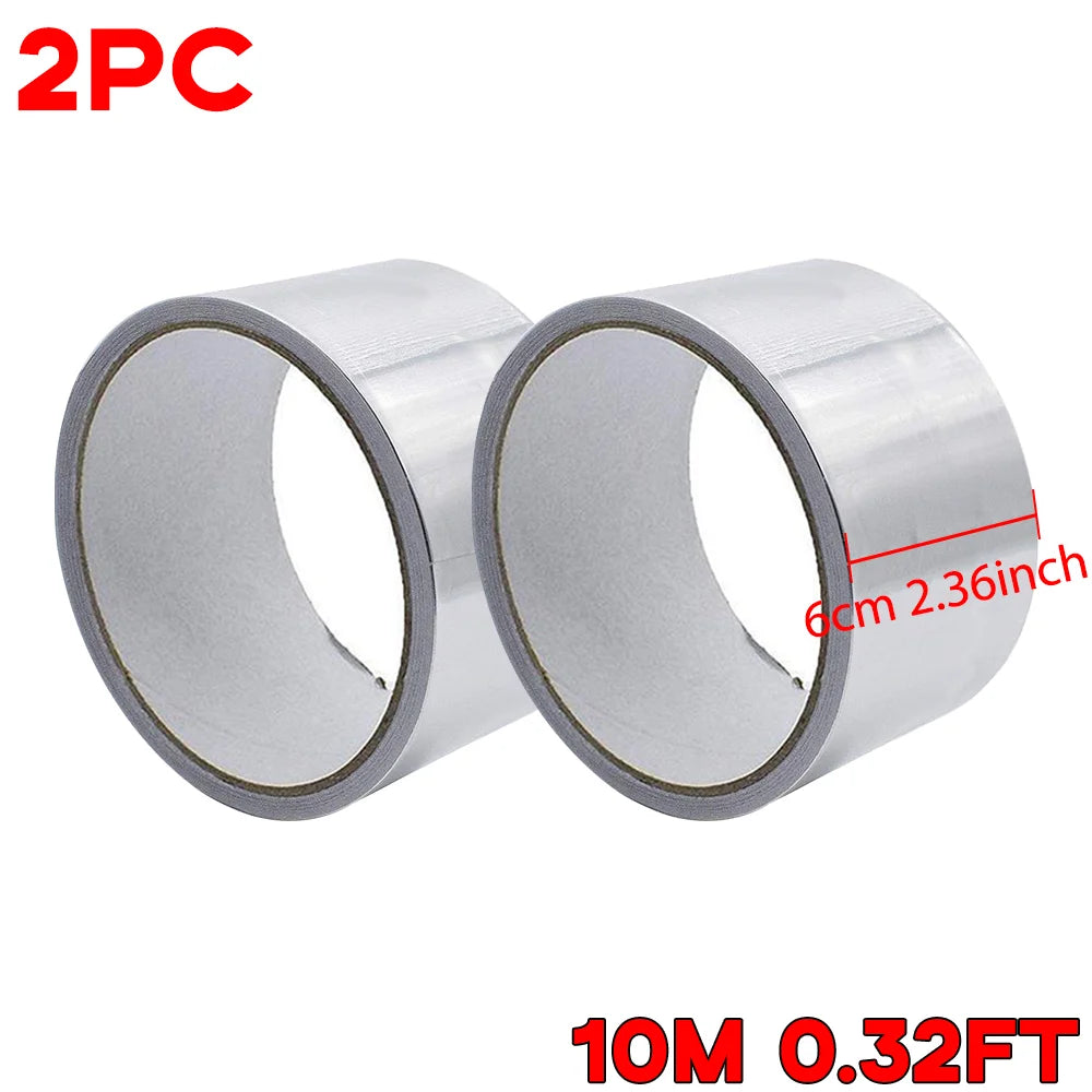 Aluminum Foil Tape, 2-Pack — 2 in x 65 ft per Roll, for HVAC Ductwork, Dryer Vents & Pipe Sealing