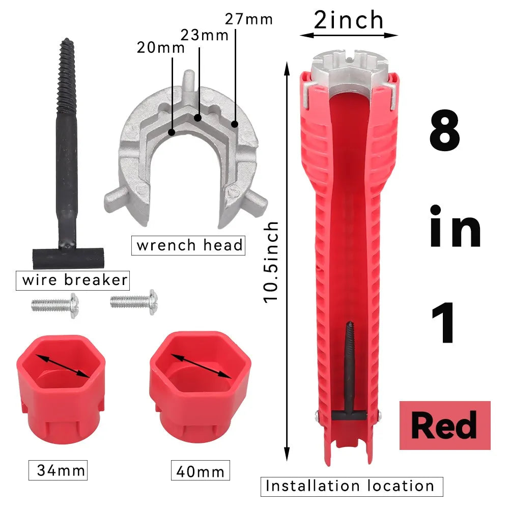 8-in-1 Faucet & Sink Installer Wrench — Multifunction Plumbing Tool for Tight Under-Sink Spaces