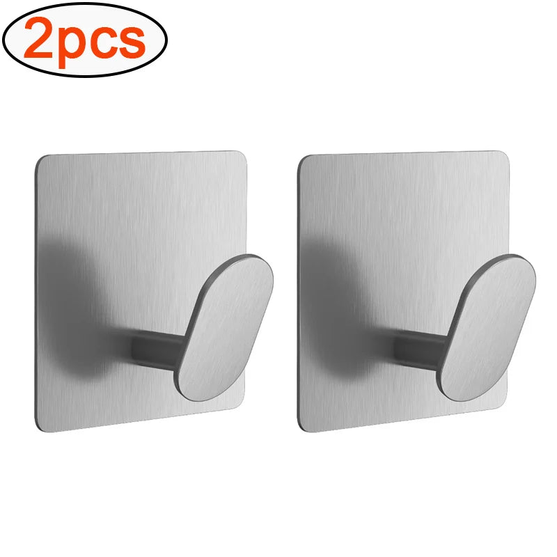 Adhesive Stainless Steel Wall Hooks — 4-Pack