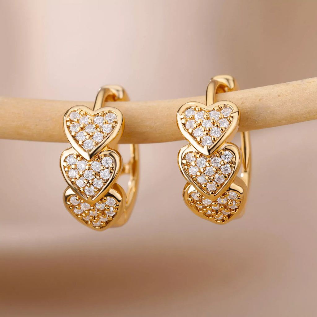 Zirconia Heart Earrings for Women Gold Plated Stainless Steel Hoop Earrings 2023 Trend Luxury Wedding Jewelry pendientes mujer