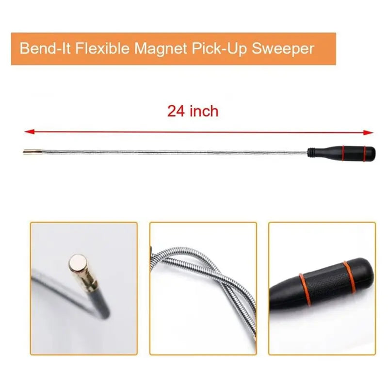 Magnetic Pickup Tool Set, 4-Piece — Telescoping Magnets, Flexible Claw Grabber & Bendable Magnet Stick