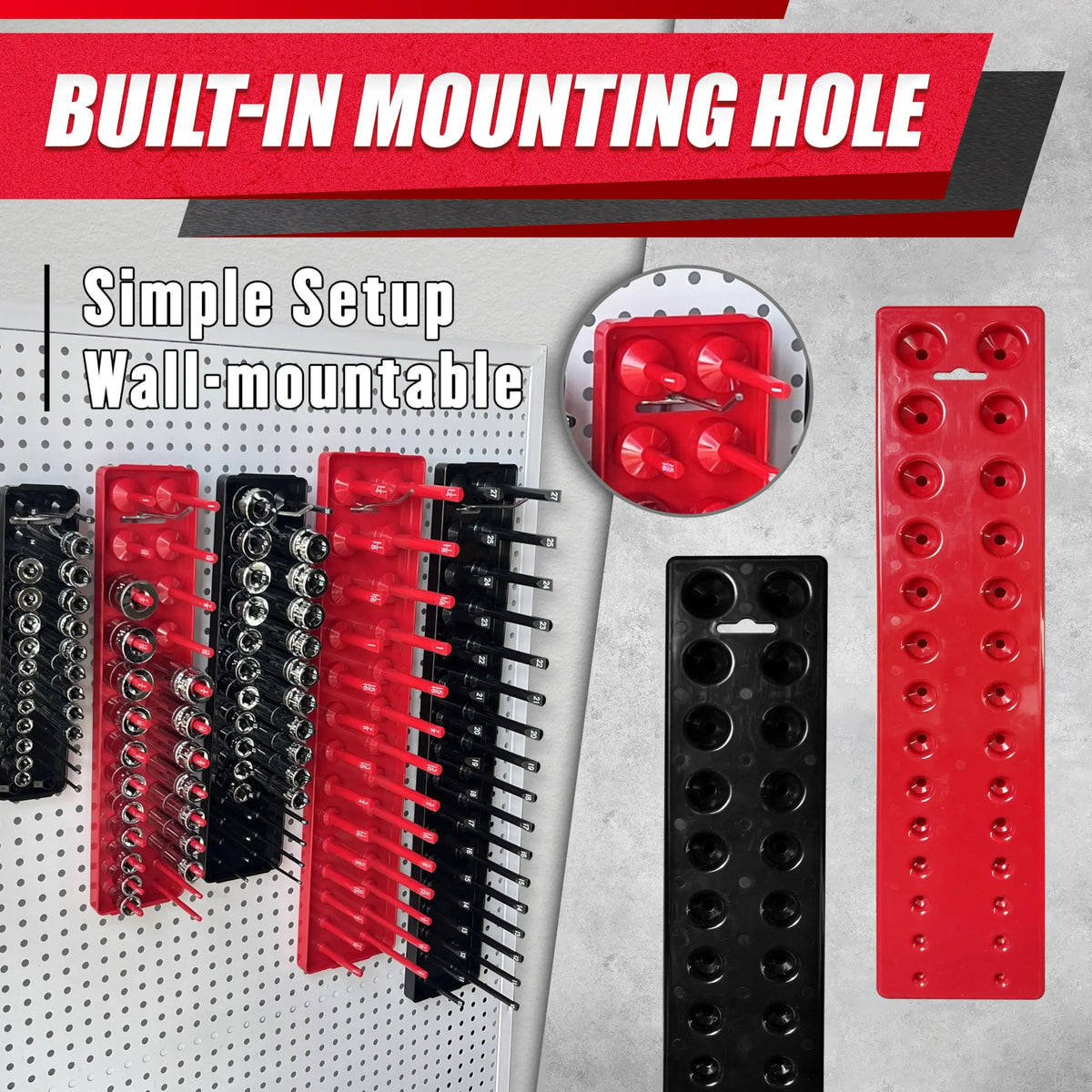 6PCS/3PCS Socket Organizer Tray Set,1/2", 1/4" and 3/8" Metric Deep & Shallow Socket Holder Kit, Deep and Shallow Socket Holder