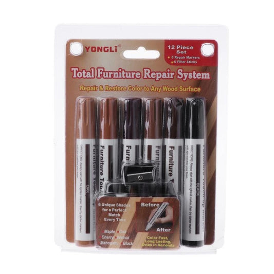 Wood Furniture Scratch Repair Kit — Markers + Wax Sticks